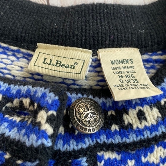 Vintage L.L. Bean FairIsle Nordic Birdseye Wool Sweater - Picture 8 of 13